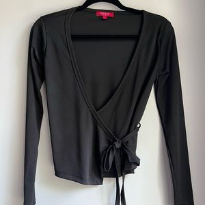 Guess Black Long Sleeve Wrap Shirt